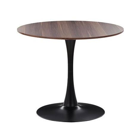 Kulatý jídelní stůl 90 cm tmavé dřevo / černá BOCA, 312053 BELIANI