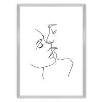 Dekoria Plakát  Kiss Line, 40 x 50 cm, Výběr rámečku: Stříbrný
