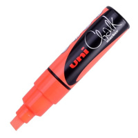 Křídový popisovač UNI se seříznutým hrotem 8 mm - fluo-oranžový