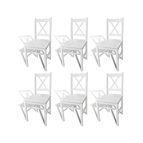 Jídelní židle 6 ks bílé borové dřevo SHUMEE