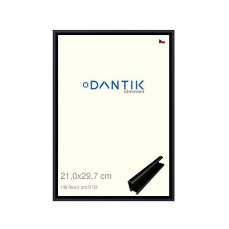 DANTIK rámeček 21 × 29,7, ALU profil 7002 Černý matný sklo čiré