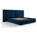 Tmavě modrá čalouněná dvoulůžková postel s úložným prostorem a roštem 160x200 cm Gina – Milo Cas