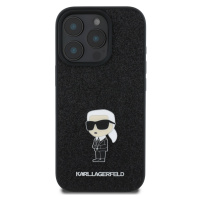 Zadní kryt Karl Lagerfeld Fixed Glitter Metal Ikonik pro Apple iPhone 16 Pro Max, černá