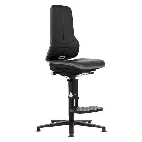 bimos Průmyslová otočná židle NEON ESD, patky, stupínek pro nohy, permanentní kontakt, koženka, 