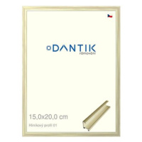 DANTIK rámeček 15 × 20, ALU profil 7001 zlatý lesklý alternativa sklo čiré