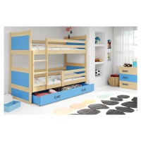 BMS Dětská patrová postel RICO | borovice 90 x 200 cm Barva: Modrá