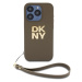 Zaní kryt DKNY PU Leather Stack Logo Wrist Strap pro Apple iPhone 15 Pro, zelená