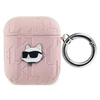 Pouzdro Karl Lagerfeld KLA2PGCHPP AirPods 1/2 cover pink Monogram Choupette Head (KLA2PGCHPP)