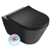 AVVA závěsná WC mísa Rimless, 35,5x53 cm, černá mat 100314-110