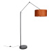 Moderní stojací lampa černé lněné stínidlo oranžové 50 cm - Redaktor