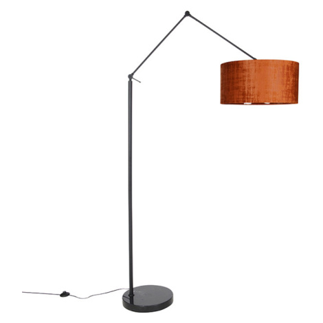 Moderní stojací lampa černé lněné stínidlo oranžové 50 cm - Redaktor QAZQA