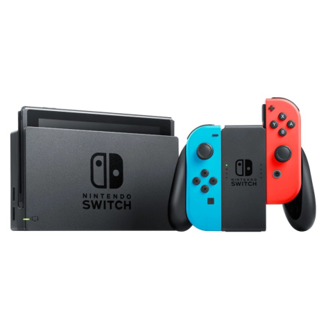 Nintendo Switch console with neon red&blue Joy-Con Modrá/červená