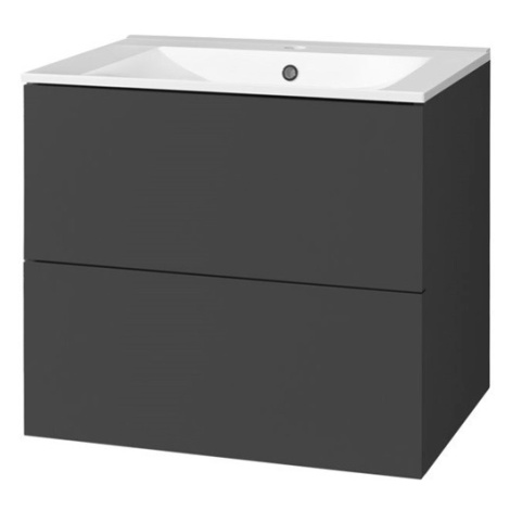 MEREO Aira, koupelnová skříňka s keramickým umyvadlem 61 cm, antracit CN750