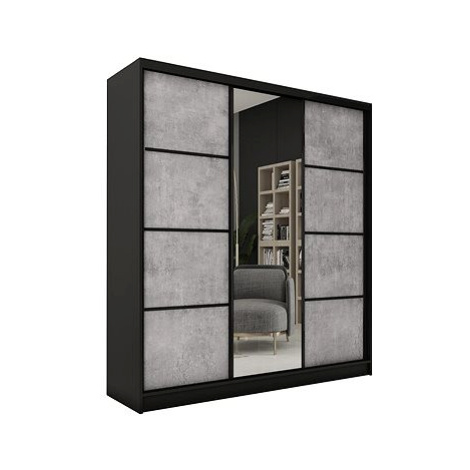 Nejlevnější nábytek Harazia 180 se zrcadlem - černý mat / beton