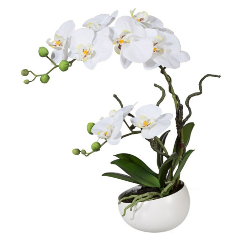 Umělá Orchidej v květináči bílá, 42 cm 115812-40