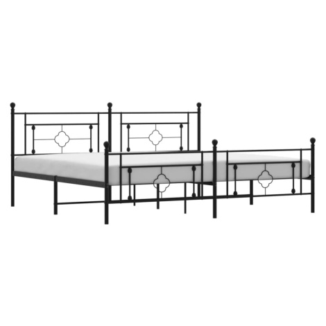 vidaXL Kovový rám postele s hlavovým a nožním čelem černý 200 x 200 cm