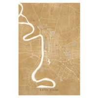 Mapa Map of Baton Rouge, LA, in sepia vintage style, Blursbyai, 26.7 × 40 cm