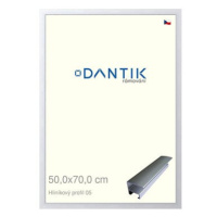 DANTIK rámeček 50 × 70, ALU profil 7005 Stříbrný matný plexi čiré