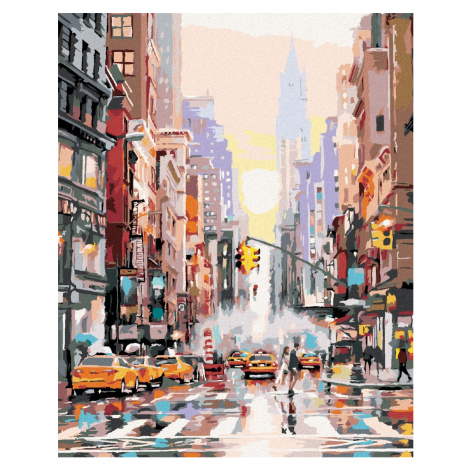 Malování podle čísel - ULICE V NEW YORKU A ŽLUTÉ TAXÍKY (RICHARD MACNEIL) Rozměr: 40x50 cm, Rámo