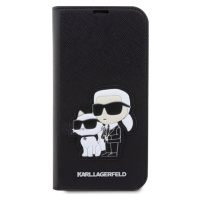 Karl Lagerfeld PU Saffiano Karl and Choupette NFT flipové pouzdro pro iPhone 13 Pro Max černé