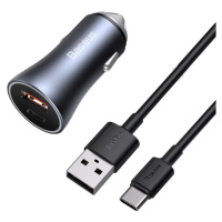 Baseus Golden Contactor Pro nabíječka do auta, USB USB-C, QC4.0, PD, SCP, 40W (šedá)