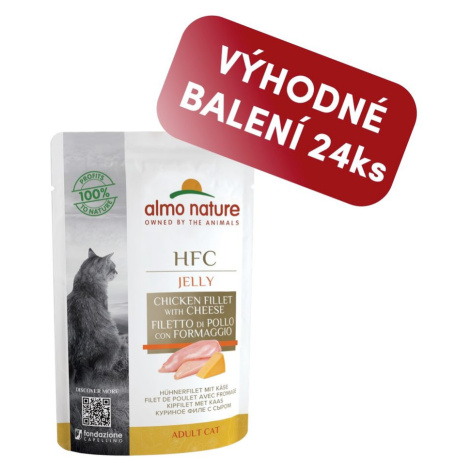 Almo Nature HFC Jelly WET CAT - Kuřecí filet a sýr v želé 55g výhodné balení 24ks Almo Nature Holistic