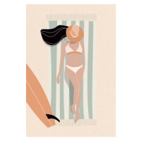 Ilustrace Sun bath by the sea flat surf illustration, LucidSurf, 26.7 × 40 cm