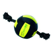 Hračka pes míč neoprén s provazem černožlutý13cm Karlie