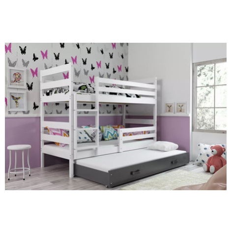 Dětská patrová postel ERYK s výsuvným lůžkem 80x190 cm - bílá Šedá BMS