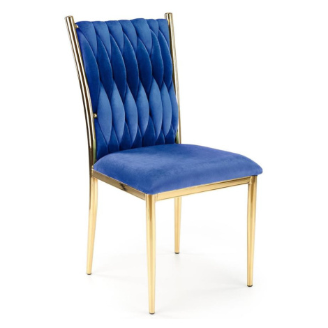 Židle K436 látka velvet/chrom tmavě modrá/zlatá BAUMAX