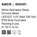 NOVA LUCE stropní svítidlo ANCO matné bílé sklo chromovaný kov E27 1x12 W 600401