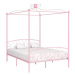 Rám postele s nebesy růžový kovový 160x200 cm
