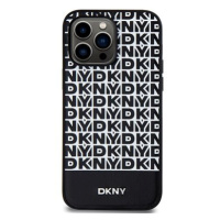 DKNY PU Leather Repeat Pattern Bottom Stripe MagSafe Zadní Kryt pro iPhone 15 Pro Max Black