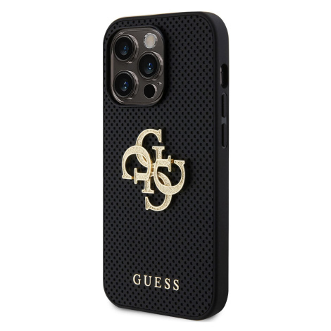 Zadní kryt Guess PU Perforated 4G Glitter Metal Logo pro Apple iPhone 15 Pro, černá