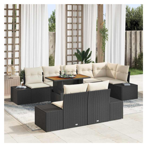 vidaXL Sada zahradních pohovek s úložištěm 9 pcs Černá Poly ratan