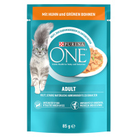 Purina One kapsičky, 24 x 85 g / 26 x 85 g - 20 + 4 / 20 + 6 zdarma! - Adult kuřecí se zelenými 