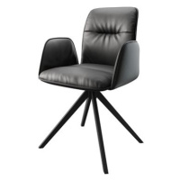 DELIFE Otočná židle Vinja-Flex černá pravá kůže křížová podnož hranatá otočná černá