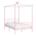 Rám postele s nebesy růžový kovový 140x200 cm