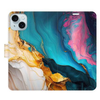 iSaprio Flip pouzdro Colourful Marble pro iPhone 15 Plus