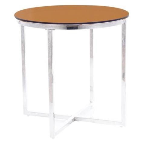 Konferenční stolek CRYSTOL jantarová/chrom