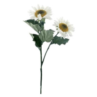 Slunečnice ECO řezaná umělá se 2 květy bílá 63cm