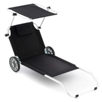 Plážové lehátko se stříškou a funkcí vozíku, 150 x 60 x 90cm