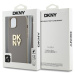 DKNY PU Leather Stack Logo Wrist Strap kryt iPhone 15 béžový