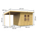 Dřevěný zahradní domek 415 x 265 cm s přístavkem Dekorhome,Dřevěný zahradní domek 415 x 265 cm s