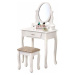 Tempo Kondela Toaletní stolek s taburetem LINET New - bílá / stříbrná + kupón KONDELA10 na okamž