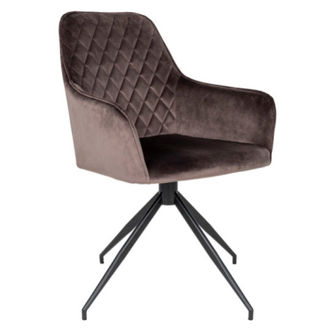 Norddan Designová otočná židle Gracelyn šedohnědý samet