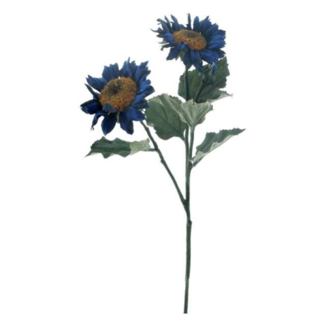 Slunečnice ECO řezaná umělá se 2 květy tm.modrá 63cm Nova Nature