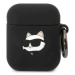 Pouzdro Karl Lagerfeld AirPods 1/2 cover black Silicone Choupette Head 3D (KLA2RUNCHK)