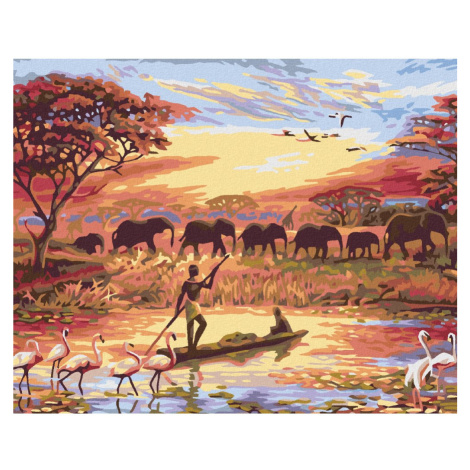 Diamantové malování - AFRICKÝ ZÁPAD SLUNCE Rozměr: 40x50 cm, Rámování: vypnuté plátno na rám