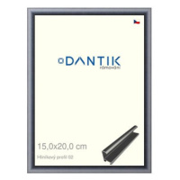 DANTIK rámeček 15 × 20, ALU profil 7002 Platina matný sklo čiré